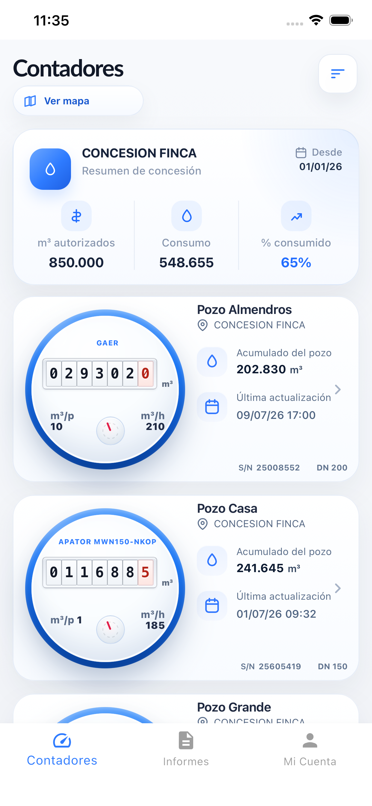 Interfaz de la Aplicación Móvil CHContador en un teléfono móvil